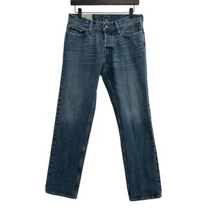 Hollister Classic Straight Jeans Mens 30x30 Blue Button Fly Denim Distressed